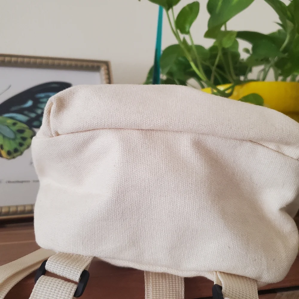 Canvas Backpack with Butterfly Embroidery